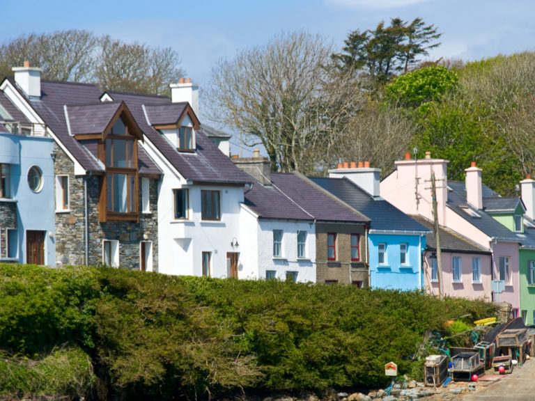 beautiful towns Galway Houses in the harbour of Roundstone Connemara
