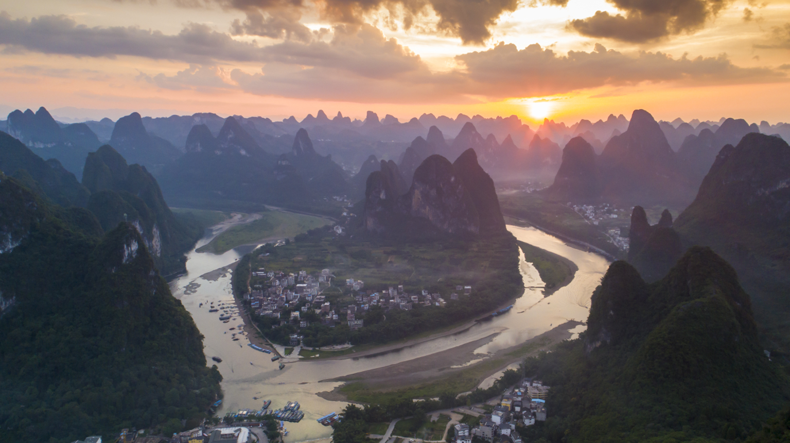 China best town for outdoor activities Yangshuo aerial shot - Travel ...