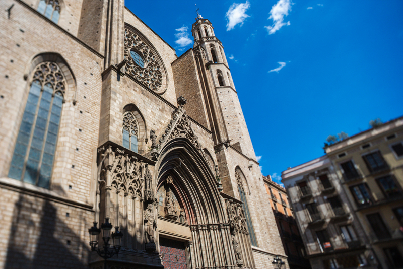 Santa Maria del Mar church in Barcelona, Spain. It is one of the most ...