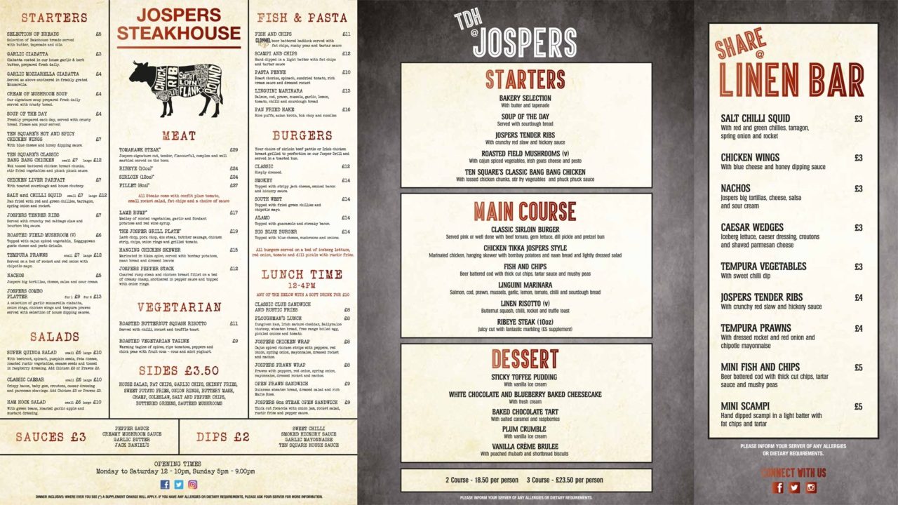 Ten Square Hotel Belfast menu Travel Inspires
